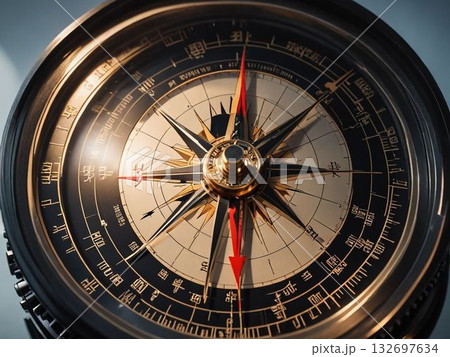光に照らされたスタイリッシュな方位磁石 132697634