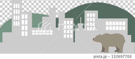 Illustration material of a bear appearing in urban areas Illustration material of a bear appearing in urban areas 132697708