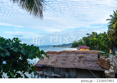Fishing village on Malenge Island, Togian Archipelago, Sulawesi, Indonesia Fishing village on Malenge Island, Togian Archipelago, Sulawesi, Indonesia 132697963