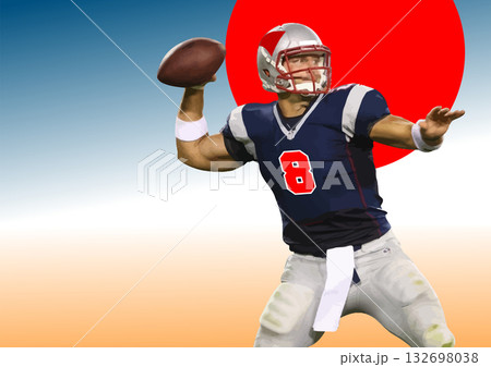 American football quarterback is throwing a pass during a game. No AI 132698038