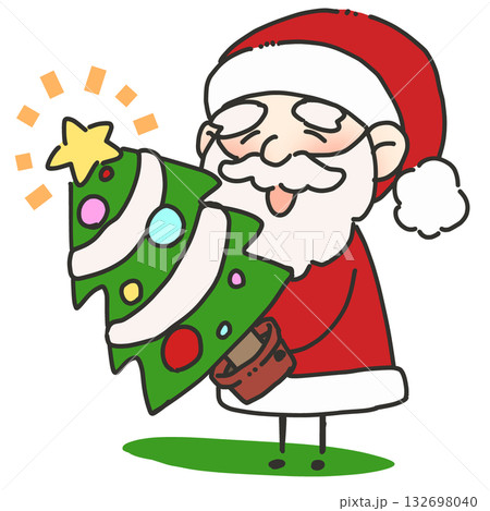 クリスマスツリーとサンタクロース クリスマスツリーとサンタクロース 132698040