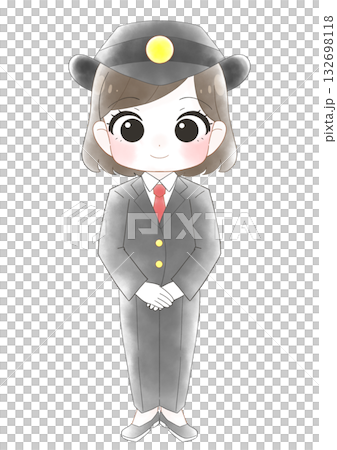 Cute watercolor illustration of a female station attendant 132698118