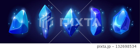 Blue gem stones set isolated on background 132698534