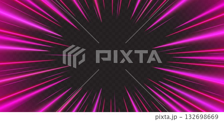 Pink neon light rays bursting from center Pink neon light rays bursting from center 132698669