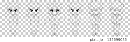 Cute black and white illustration set of female station staff 132699086