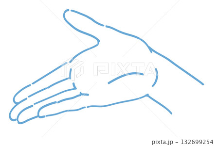 手のジェスチャーのイラスト。どうぞのポーズ。ベクターイラスト素材。 132699254