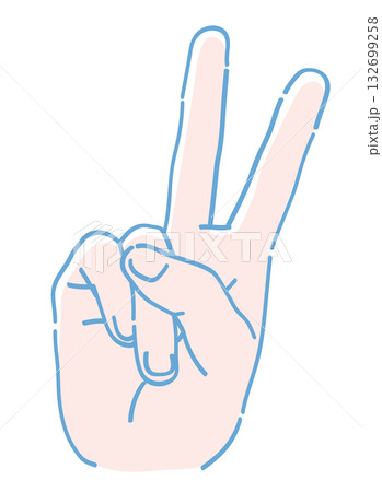 手のジェスチャーのイラスト。ピースサイン。ベクターイラスト素材。 手のジェスチャーのイラスト。ピースサイン。ベクターイラスト素材。 132699258