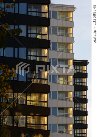 Modern apartmants in golden light 132699548