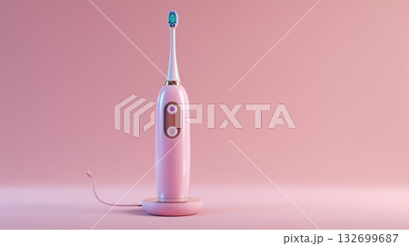 ピンク色の電動歯ブラシ3Dデザインアート 132699687