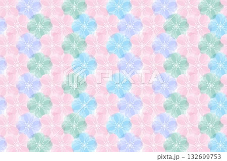 Abstract floral seamless pattern design in gradient green, blue, purple and pink colors on white background, for background or wallpaper. Abstract floral seamless pattern design in gradient green, blue, purple and pink colors on white background, for background or wallpaper. 132699753
