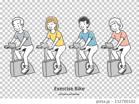在健身自行車上鍛鍊的人們 132700102