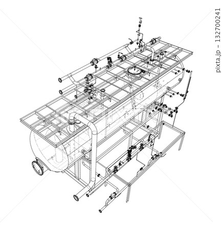 Detailed Industrial Tank Blueprint. Vector 132700241