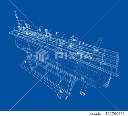 Detailed Blueprint of Industrial Machinery. Vector 132700261