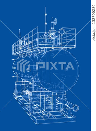 Industrial Tank Blueprint. Vector 132700280