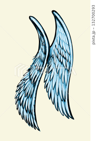 Vector drawing. Two large wings. Vector drawing. Two large wings. 132700293