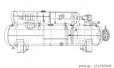 Industrial Tank Blueprint. Vector 132700308
