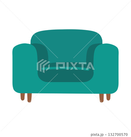 Illustration of a Teal Armchair 132700570