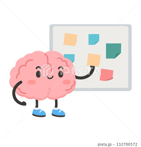Brain Cartoon Character with Sticky Notesのイラスト素材 [132700572] - PIXTA