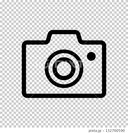 カメラのアイコン(シンプル/撮影マーク/白背景の線画デザイン) カメラのアイコン(シンプル/撮影マーク/白背景の線画デザイン) 132700590