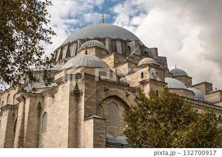 Suleymaniye Mosque domes and arches architectural details, beautiful Ottoman landmark in Istanbul Turkey. History concept Suleymaniye Mosque domes and arches architectural details, beautiful Ottoman landmark in Istanbul Turkey. History concept 132700917
