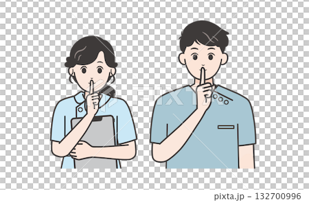 静かにするサインの看護師イラストセット 静かにするサインの看護師イラストセット 132700996
