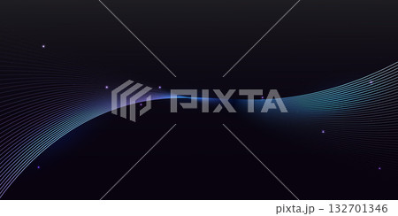 Abstract glowing wave lines on dark background. Dynamic wave pattern. Modern wavy lines 132701346