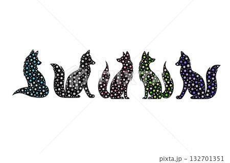 Silhouette of foxes filled with colorful floral design against a white background, used for wallpaper, background, and other decorative purposes. Silhouette of foxes filled with colorful floral design against a white background, used for wallpaper, background, and other decorative purposes. 132701351