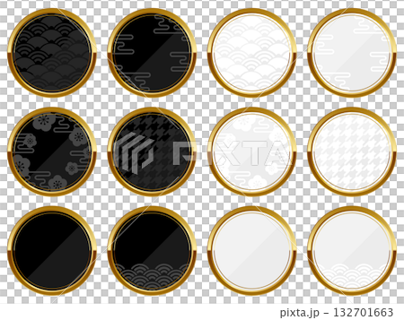 Set of 12 luxurious Japanese-style frames in black and white 132701663