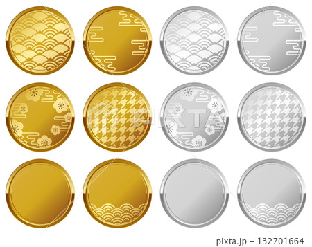 高級感のある和風フレーム12種セット ゴールド&シルバー 高級感のある和風フレーム12種セット ゴールド&シルバー 132701664