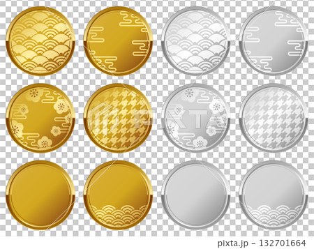 高級感のある和風フレーム12種セット ゴールド&シルバー 高級感のある和風フレーム12種セット ゴールド&シルバー 132701664