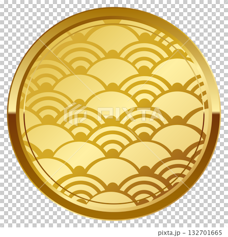 Luxurious Seigaiha pattern frame in gold 132701665