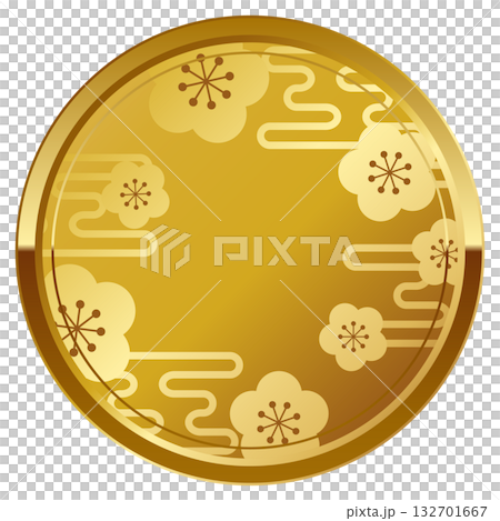 金色的奢華薄霧和梅花圖案邊框 132701667