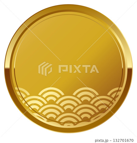 高級感のある青海波模様フレーム　ゴールド 132701670