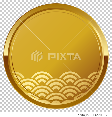 高級感のある青海波模様フレーム　ゴールド 132701670