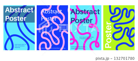 Set of Abstract Wavy Bold Lines Poster Backgrounds. Modern Abstract Art Design Template. Vibrant colors. Set of Abstract Wavy Bold Lines Poster Backgrounds. Modern Abstract Art Design Template. Vibrant colors. 132701780