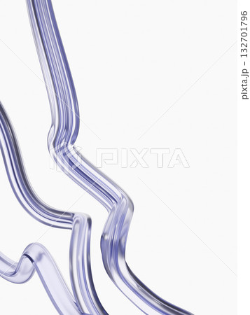 Abstract glass bold lines on the white background. Abstract liquid shapes. Soft gradient colors 132701796