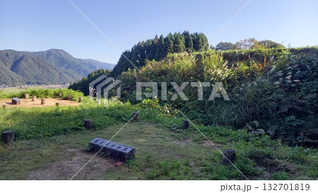 鳥越城　掘立柱建物跡と土塁 132701819