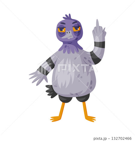 Pigeon Bandit and Criminal Character Show Gesture Vector Illustration 132702466