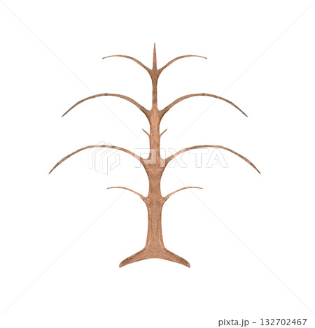 A stylized tree without leaves. Isolated watercolor illustration of a fairytale tree for interior design, apparel, educational materials, cards, fabrics, books, and children's room design. A stylized tree without leaves. Isolated watercolor illustration of a fairytale tree for interior design, apparel, educational materials, cards, fabrics, books, and children's room design. 132702467