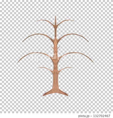 A stylized tree without leaves. Isolated watercolor illustration of a fairytale tree for interior design, apparel, educational materials, cards, fabrics, books, and children's room design. A stylized tree without leaves. Isolated watercolor illustration of a fairytale tree for interior design, apparel, educational materials, cards, fabrics, books, and children's room design. 132702467