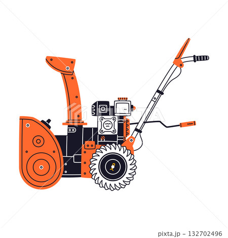 Snow Removal Machine as Petrol Hand Tool and Equipment for Repair Work Vector Illustration Snow Removal Machine as Petrol Hand Tool and Equipment for Repair Work Vector Illustration 132702496