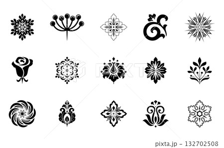 Flower icons set. Isolated elements for design. Vector graphics. 132702508