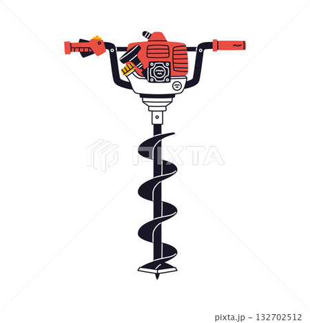 Drilling Rig as Petrol Hand Tool and Equipment for Repair Work Vector Illustration 132702512