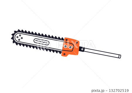 Chain Saw as Petrol Hand Tool and Equipment for Repair Work Vector Illustration Chain Saw as Petrol Hand Tool and Equipment for Repair Work Vector Illustration 132702519