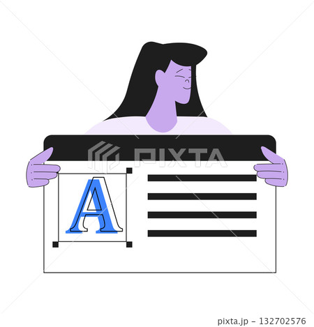 Woman Work with Text Editing and Writing Article Vector Illustration 132702576