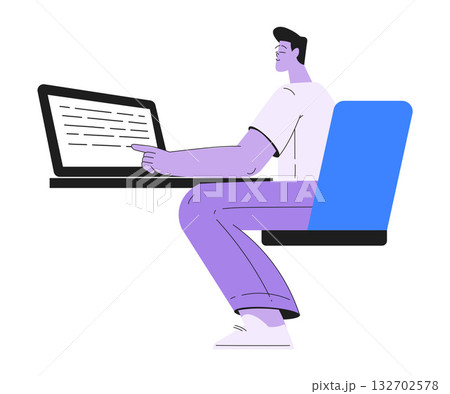 Man Work with Text Editing and Writing Article on Laptop Vector Illustration Man Work with Text Editing and Writing Article on Laptop Vector Illustration 132702578