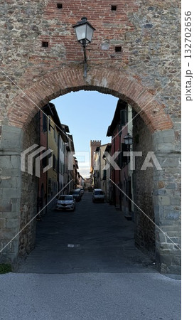 Stone Archway Leading into Medieval Street View 132702656