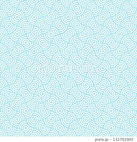 Overlapping light blue circle geometric pattern on white background. Japanese traditional seamless pattern. Vector illustration for fabric, print, wallpaper, packaging, wrapping, tiles. Overlapping light blue circle geometric pattern on white background. Japanese traditional seamless pattern. Vector illustration for fabric, print, wallpaper, packaging, wrapping, tiles. 132702985