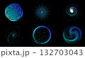 Blue neural spiral with particle field and curved motion on black background 132703043