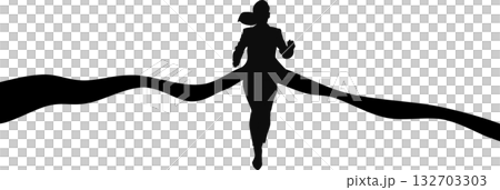 一位女士率先衝過終點線的插圖 一位女士率先衝過終點線的插圖 132703303